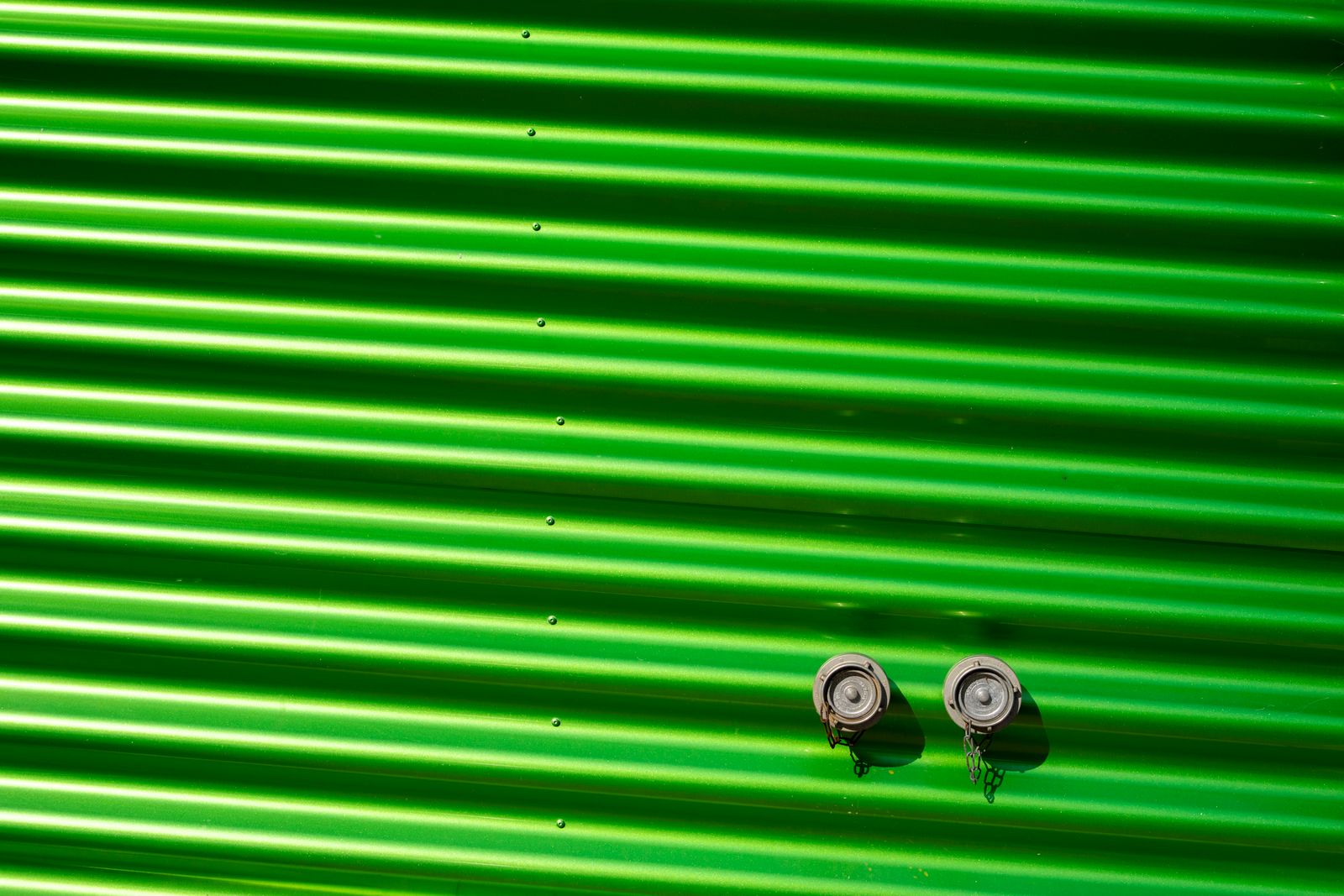Green corrugated steel panels